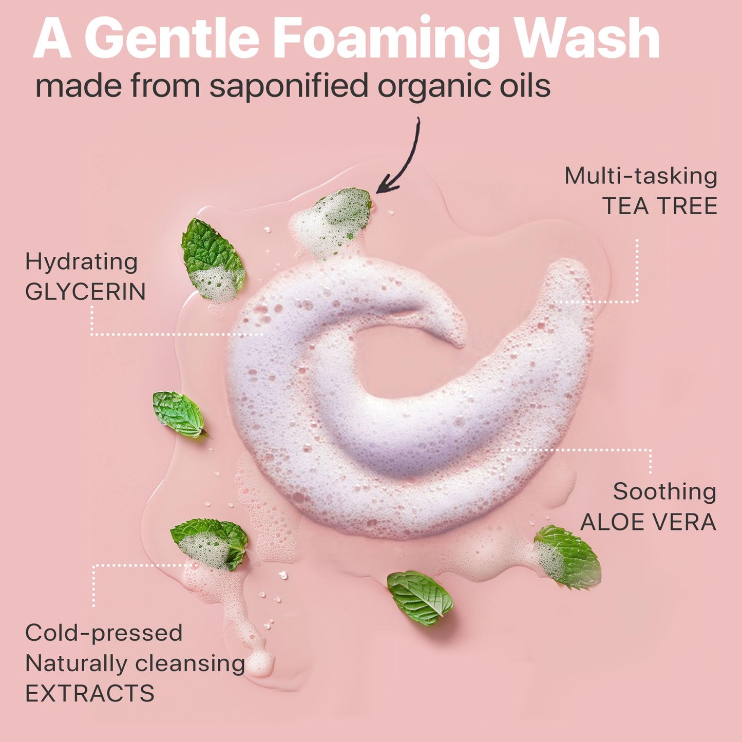 Foaming Face Wash - USA Made with Natural & Organic Ingredients, Gentle Foaming Face Cleanser for Sensitive & Oily Skin, Non Toxic Daily Wash with Aloe Vera & Glycerin, Non Drying Facial Cleanser