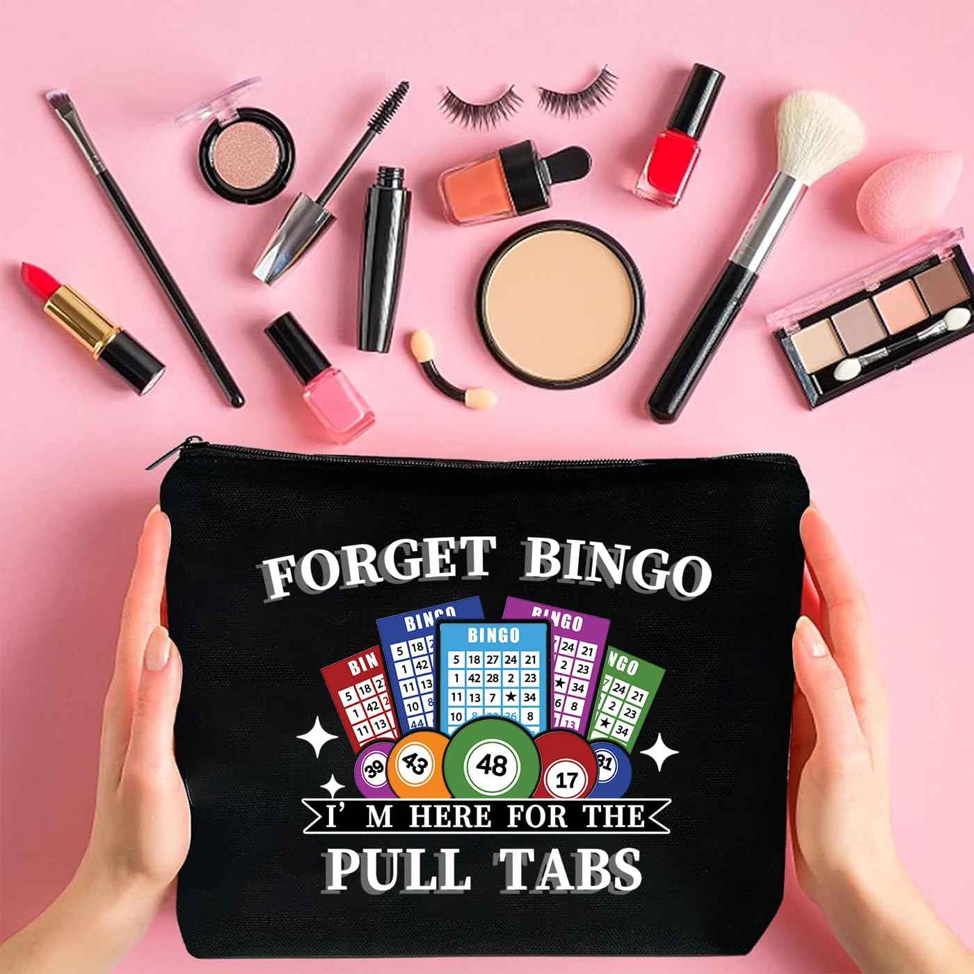 JEFBFBWE Bingo Makeup Bags for Bigo Lovers Players Bingo Cosmetic Bag Birthday Christmas Gifts for Women,Casino Lucky Prize for Gambler,Travel Bag (Bingo)