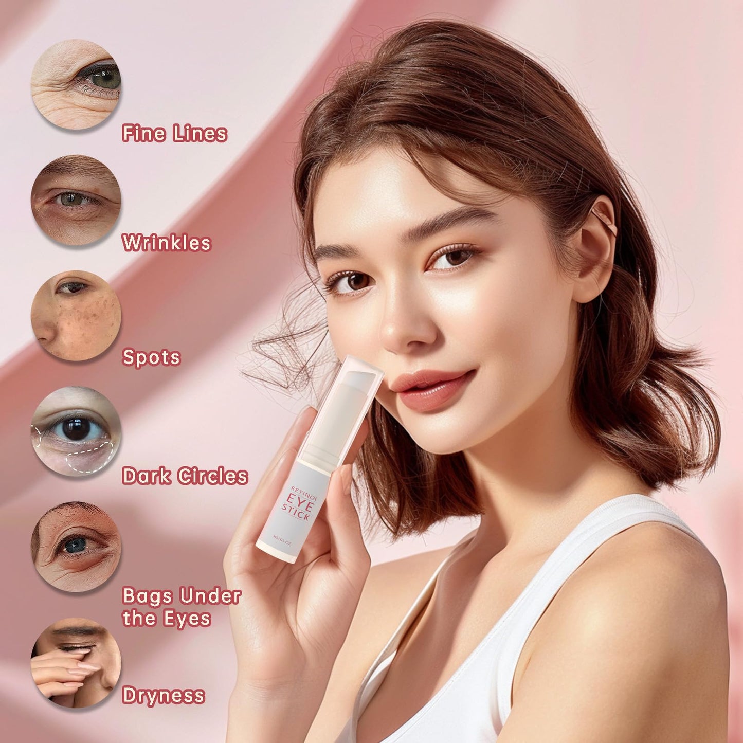 1Pcs Retinol Eye Stick, Retinol Under Eye Cream for Puffiness and Dark Circles, Hydrating Eye Cream Anti Aging for Enhanced Under Eye Nourishment.