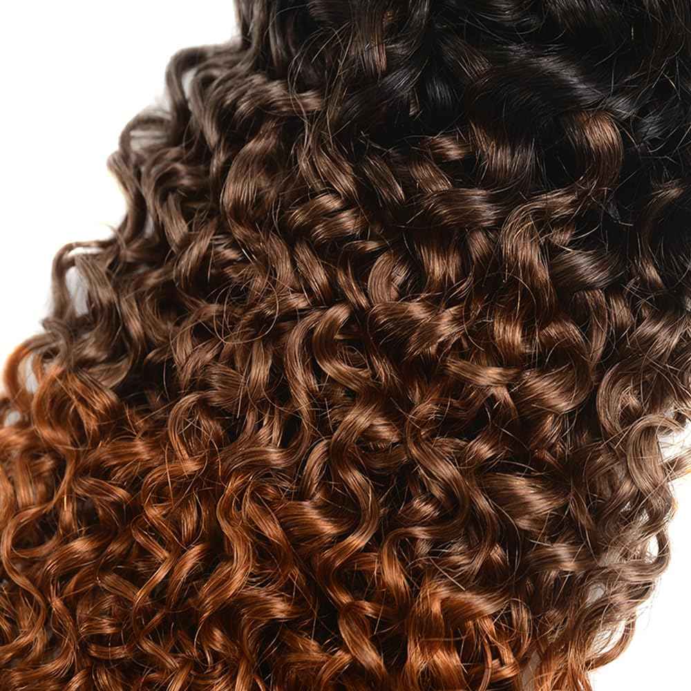 24 26 28 inch Natural Black Kinky Curly Bundles #4 Brown Human Hair Bundles Ombre 1b/4/30 Color Brazilian Remy Dark Brown Bundle