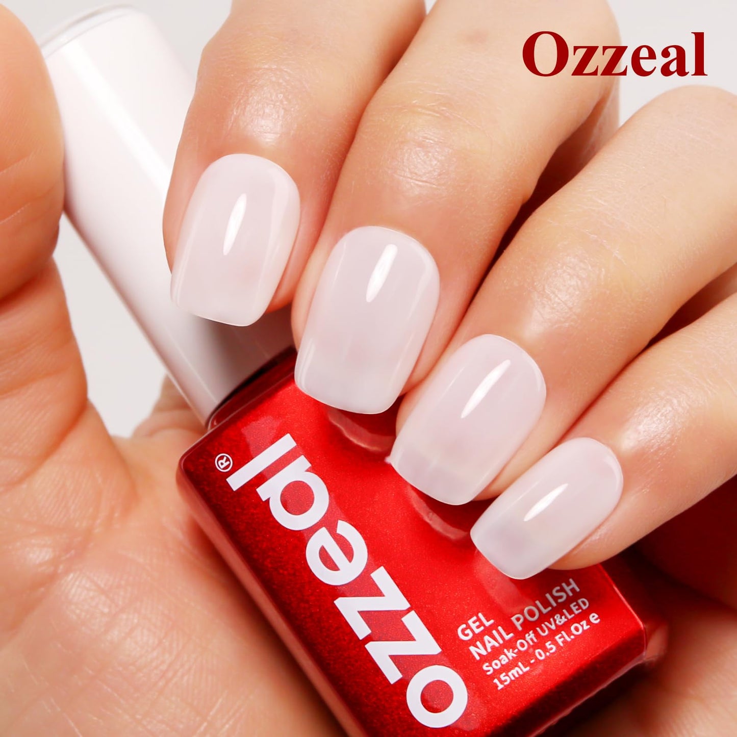 Ozzeal Jelly Gel Nail Polish, Milky White Jelly Neutral Nude Gel Polish Translucent Sheer Spring Summer Nail Polish Gel Soak off UV LED Light for Nail Art DIY Manicure 0.5 Fl Oz