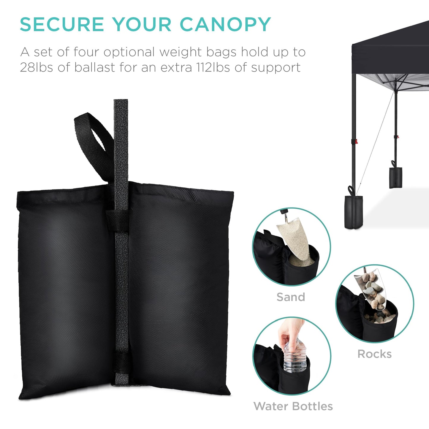 Best Choice Products 8x8ft 1-Person Setup Pop Up Canopy Tent Instant Portable Shelter w/ 1-Button Push, Case, 4 Weight Bags - Black