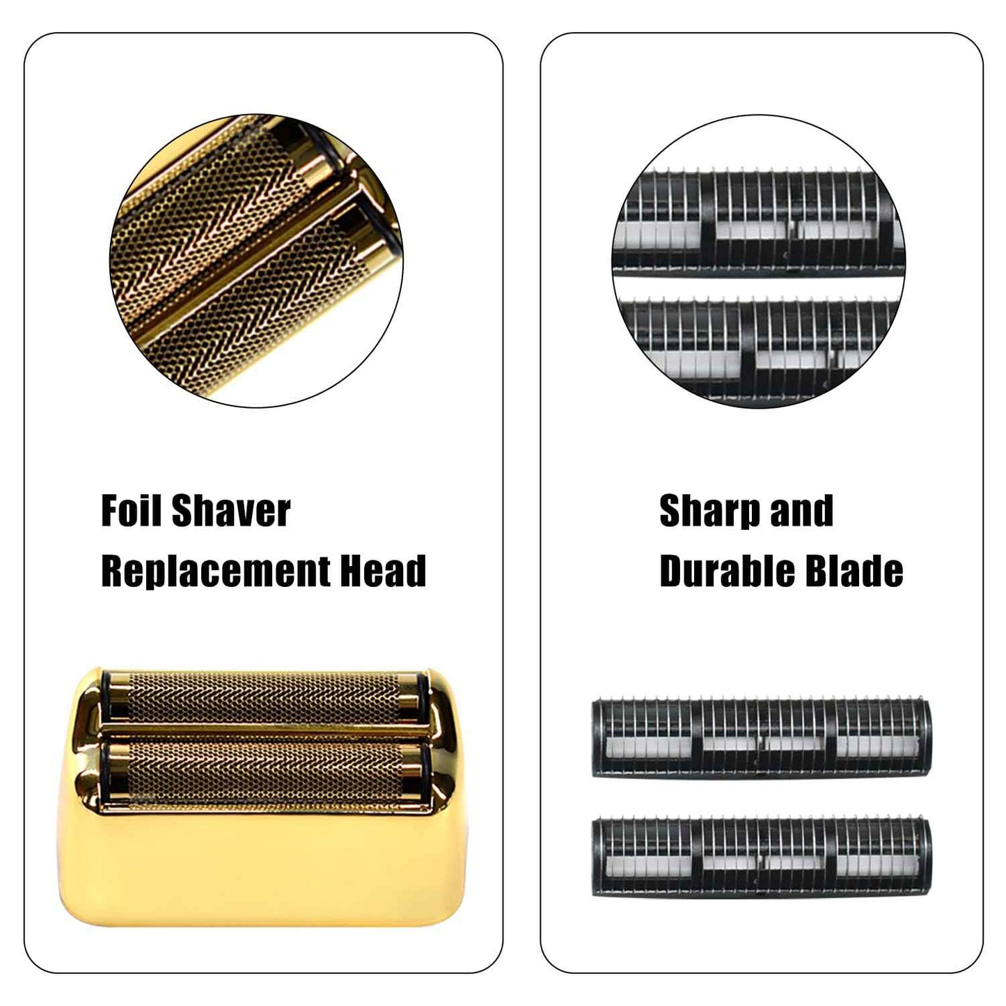2PCS Replacement Foil and Cutters for BaBylissPRO Barberology Electric Shaver, Double Foil Shaver Replacement Head Compatible with BaBylissPRO FXFS2 Shaver (Gold)