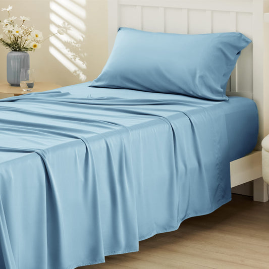 Bedsure Twin Sheets Set, Cooling Sheets Twin Size Bed Set, Rayon Derived from Bamboo, Twin Size Sheets, Breathable & Soft Bed Sheets, Hotel Luxury Silky Bedding Sheets & Pillowcases, Teal Blue