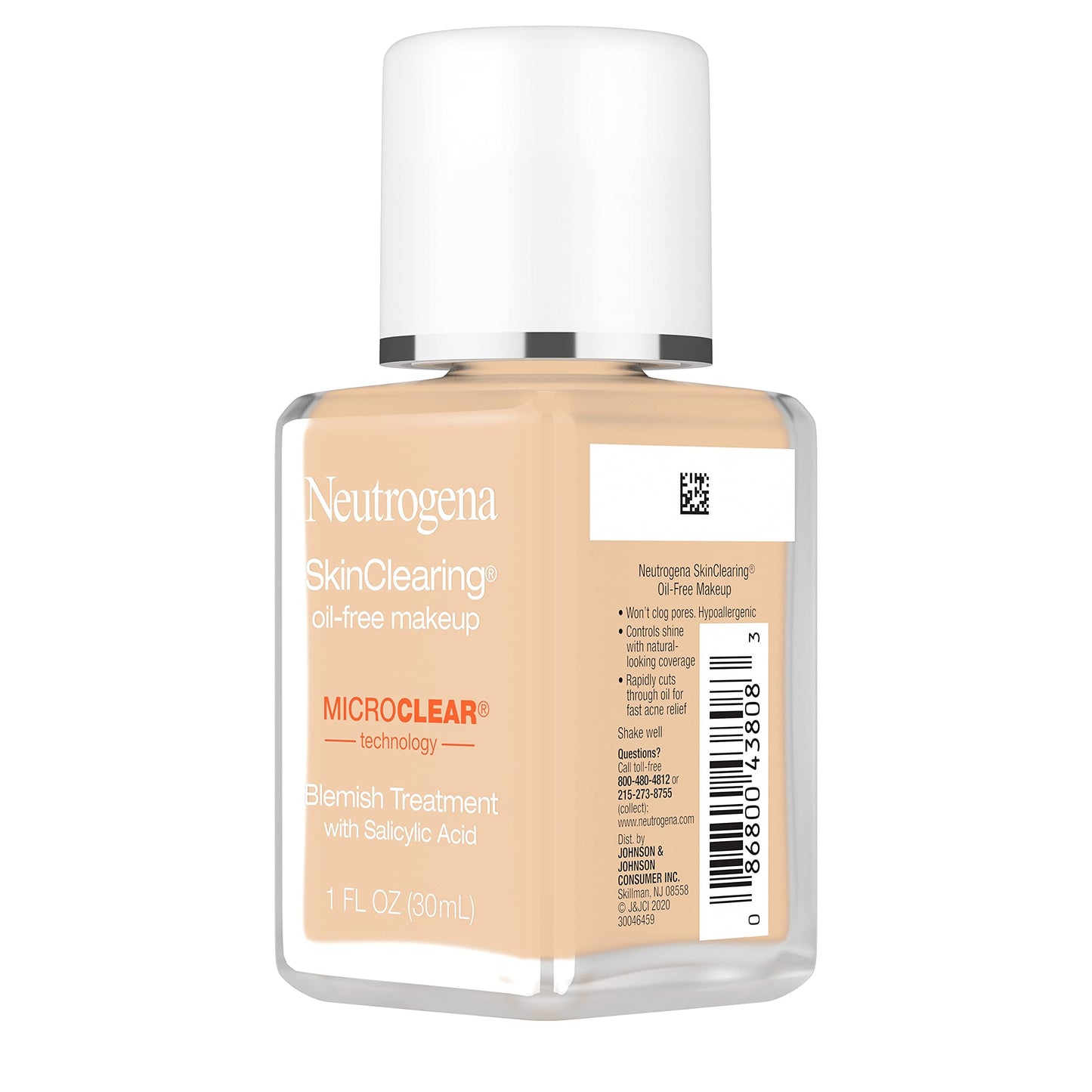 Neutrogena SkinClearing Oil-Free Acne and Blemish Fighting Liquid Foundation with.5% Salicylic Acid Acne Medicine, Shine Controlling Makeup for Acne Prone Skin, 85 Honey, 1 fl. oz