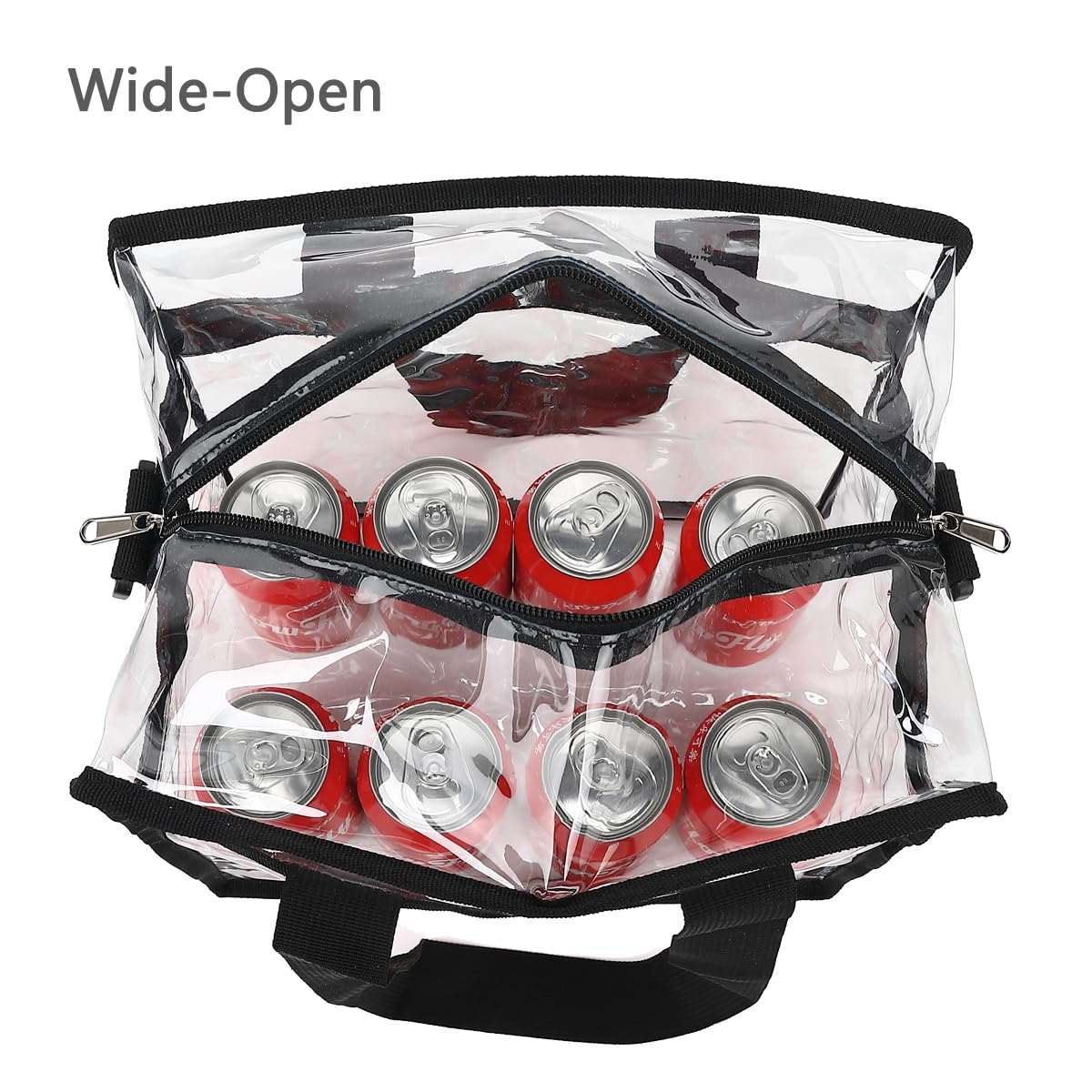 Flowfly Clear Bag Stadium Approved, Clear Beach Lunch Bag for Work Sports Festival - 2 Handles, Adjustable Strap, Zipper Closure, Clear