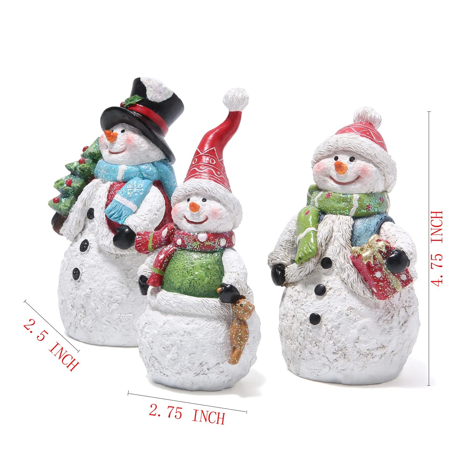 Hodao 3 PCS Christmas Snowman Family Decorations Xmas Snowman Family Figurines Winter Decor Handmade Snowman Figurines for Xmas Decor Gift - Christmas Party Home Snowman Decorations (Family)