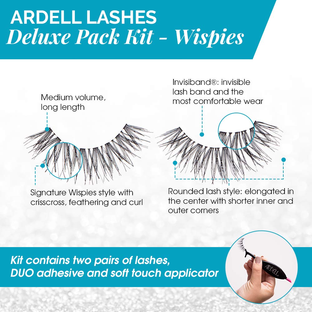 Ardell Deluxe Pack False Eyelashes Wispies, 2 Pairs x 2 Packs