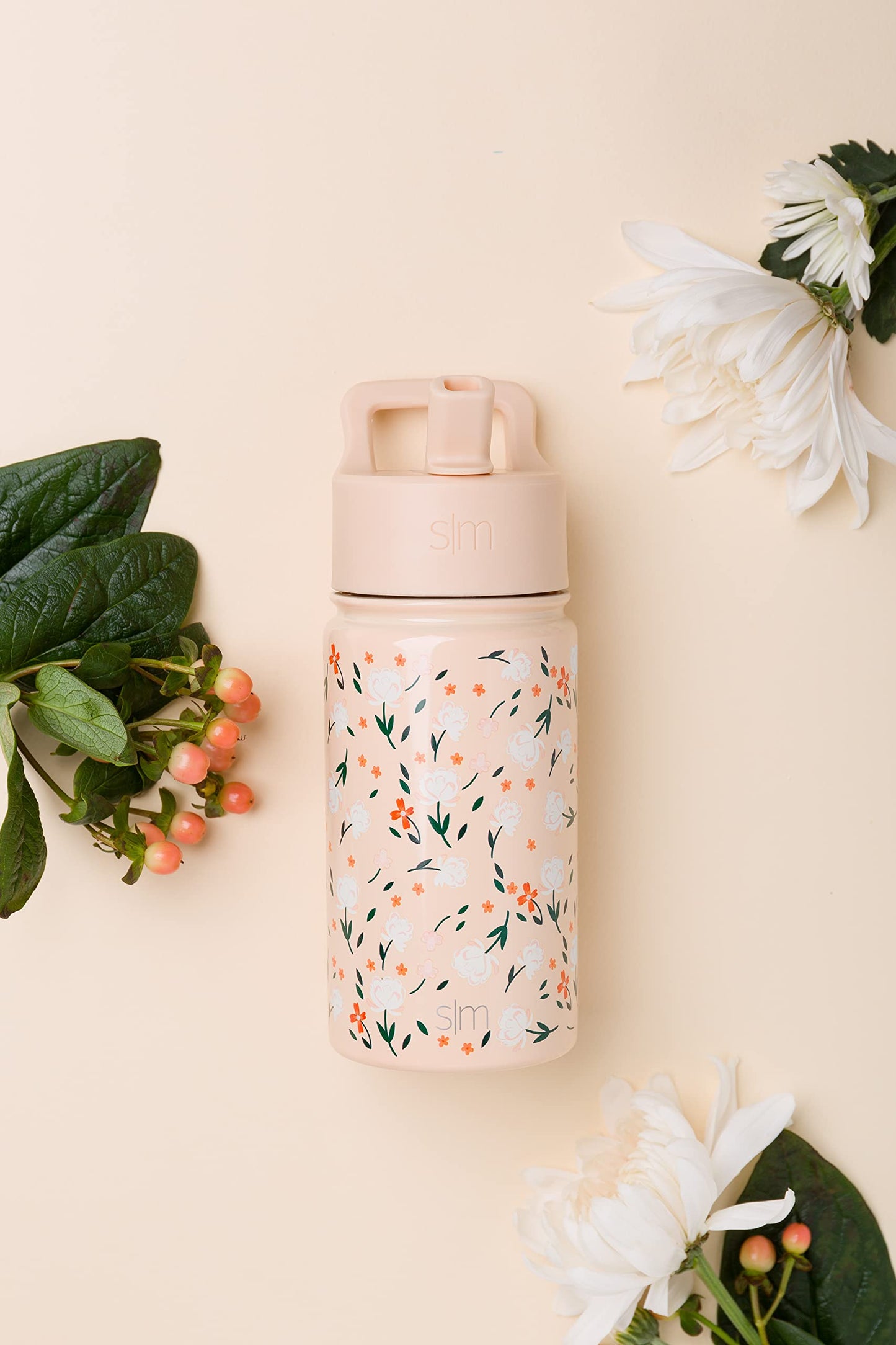 Simple Modern Kids Water Bottle with Straw Lid | Insulated Stainless Steel Reusable Tumbler for Toddlers, Girls | Summit Collection | 14oz, Chloe Floral