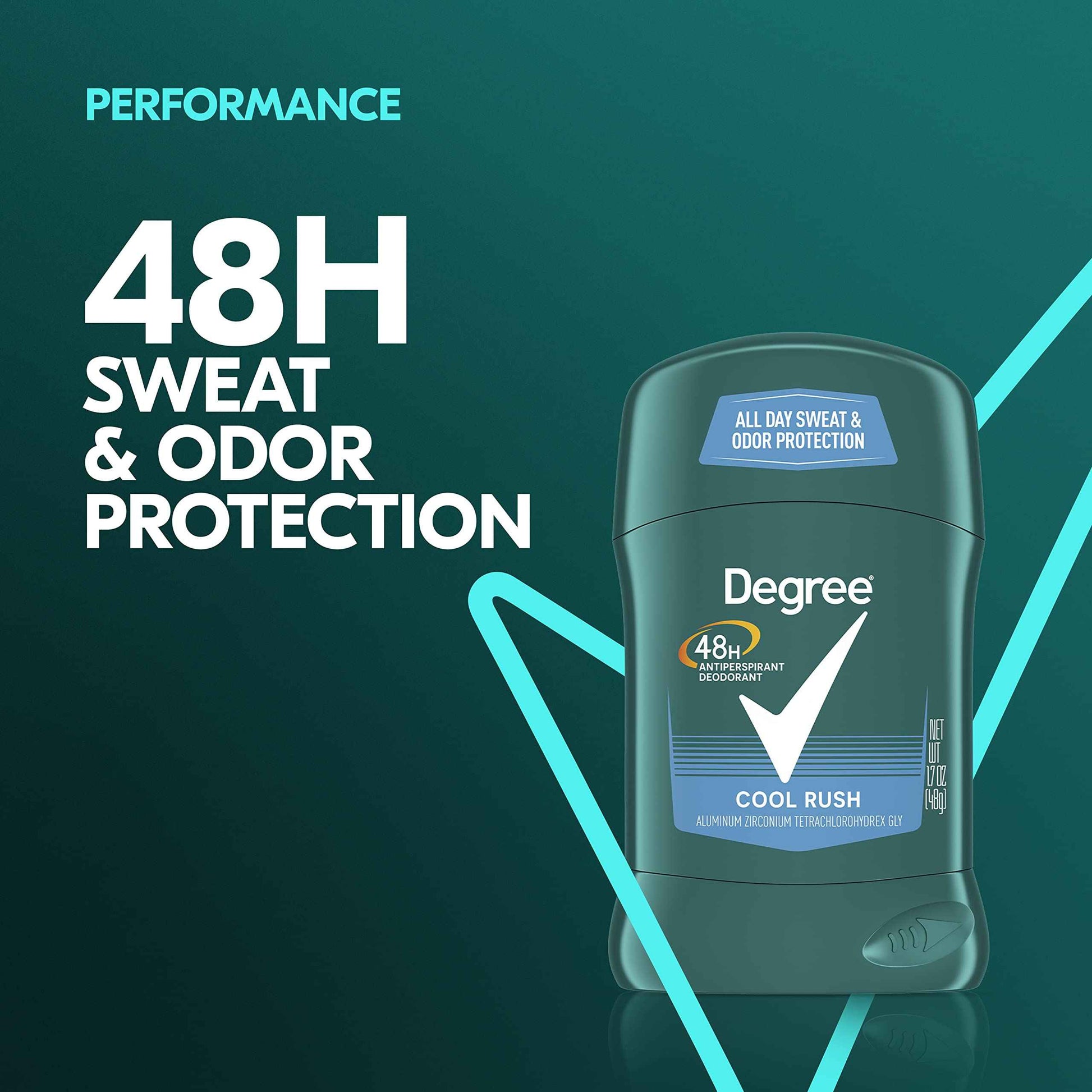 Degree Men Original Protection Antiperspirant Deodorant Cool Rush Pack of 12 48-Hour Sweat & Odor Protection Antiperspirant For Men 1.7 oz