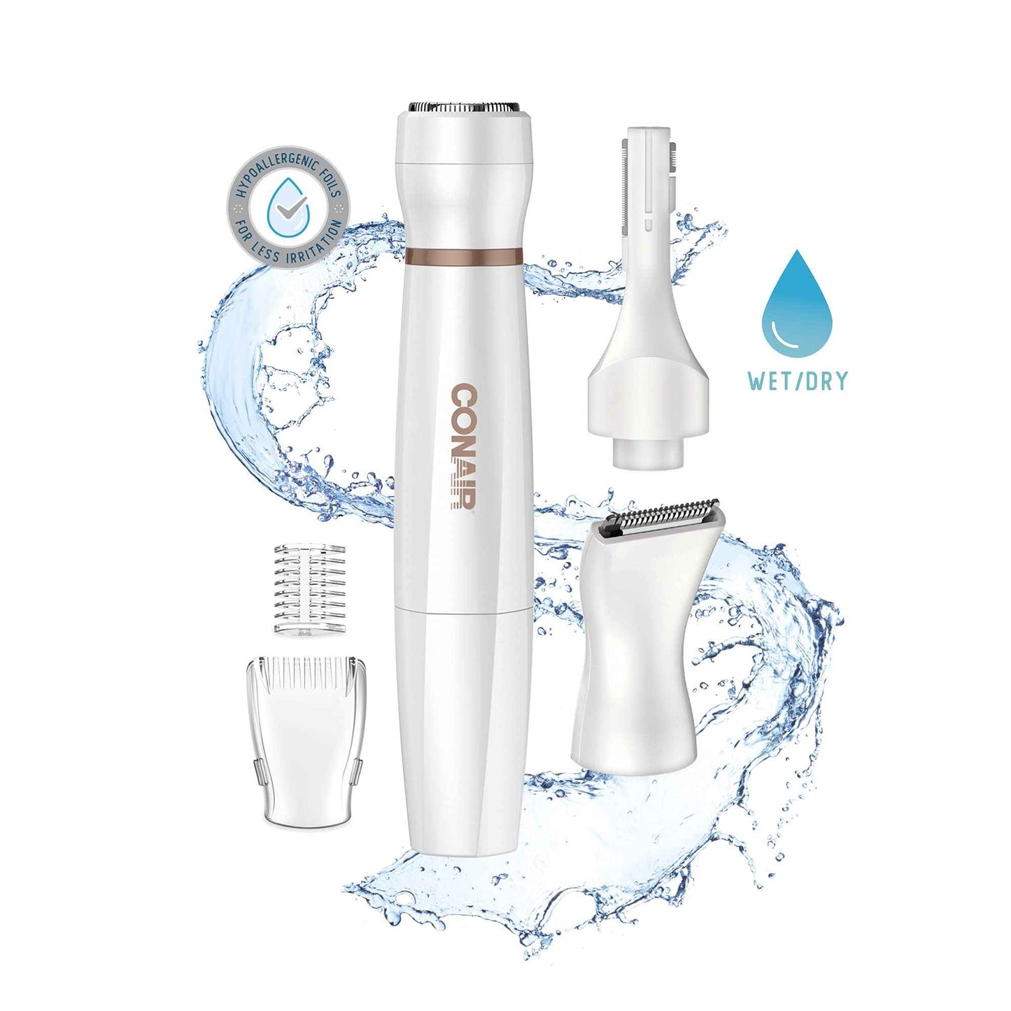 Conair All-In-1 Facial Hair Removal for Women, Cordless Electric Trimmer, Perfect for Face, Ear/Nose, Eyebrows, and Bikini Lines