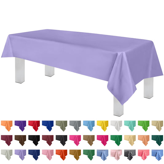 Grandipity Lavender 12 Pack Premium Disposable Plastic Tablecloth 54 Inch. x 108 Inch. Decorative Rectangle Table Cover