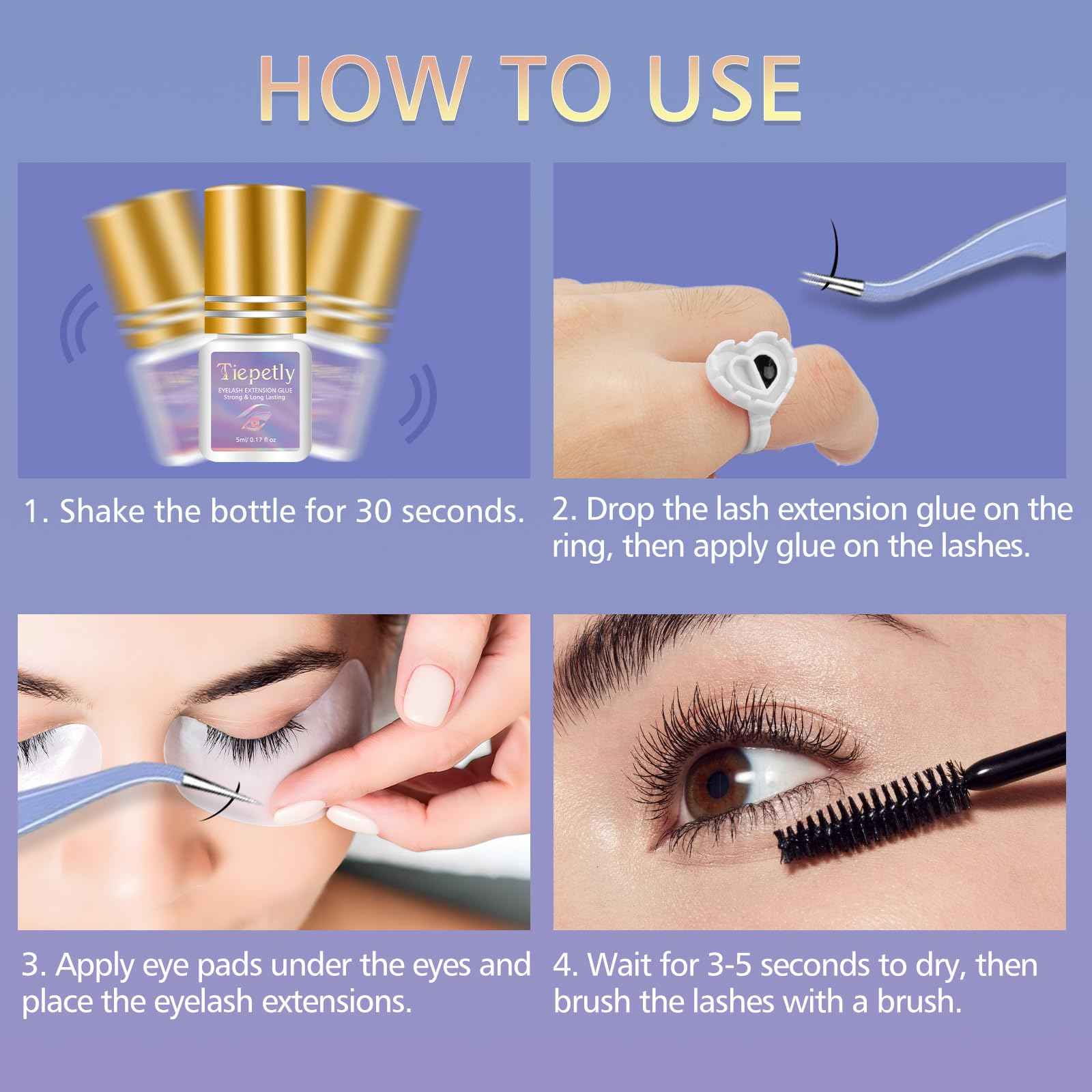 Extra Strong Black Eyelash Extension Glue, Strong Lash Extension Glue Professional Use Only, Long-Lasting and Fast-Drying, Up to 8 Weeks Retention (5ml)