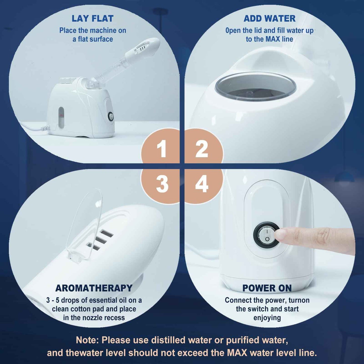 Facial Steamer Nanometer Fine Mist Face Steamer for Facial Deep Cleaning, 360°Can Rotate The Arm，10 Minute Home Facial Spa Mist, Design for Personal Care Use at Home Or Salon Barber