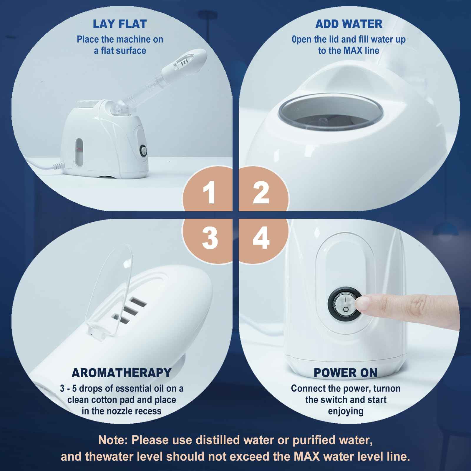 Facial Steamer Nanometer Fine Mist Face Steamer for Facial Deep Cleaning, 360°Can Rotate The Arm，10 Minute Home Facial Spa Mist, Design for Personal Care Use at Home Or Salon Barber