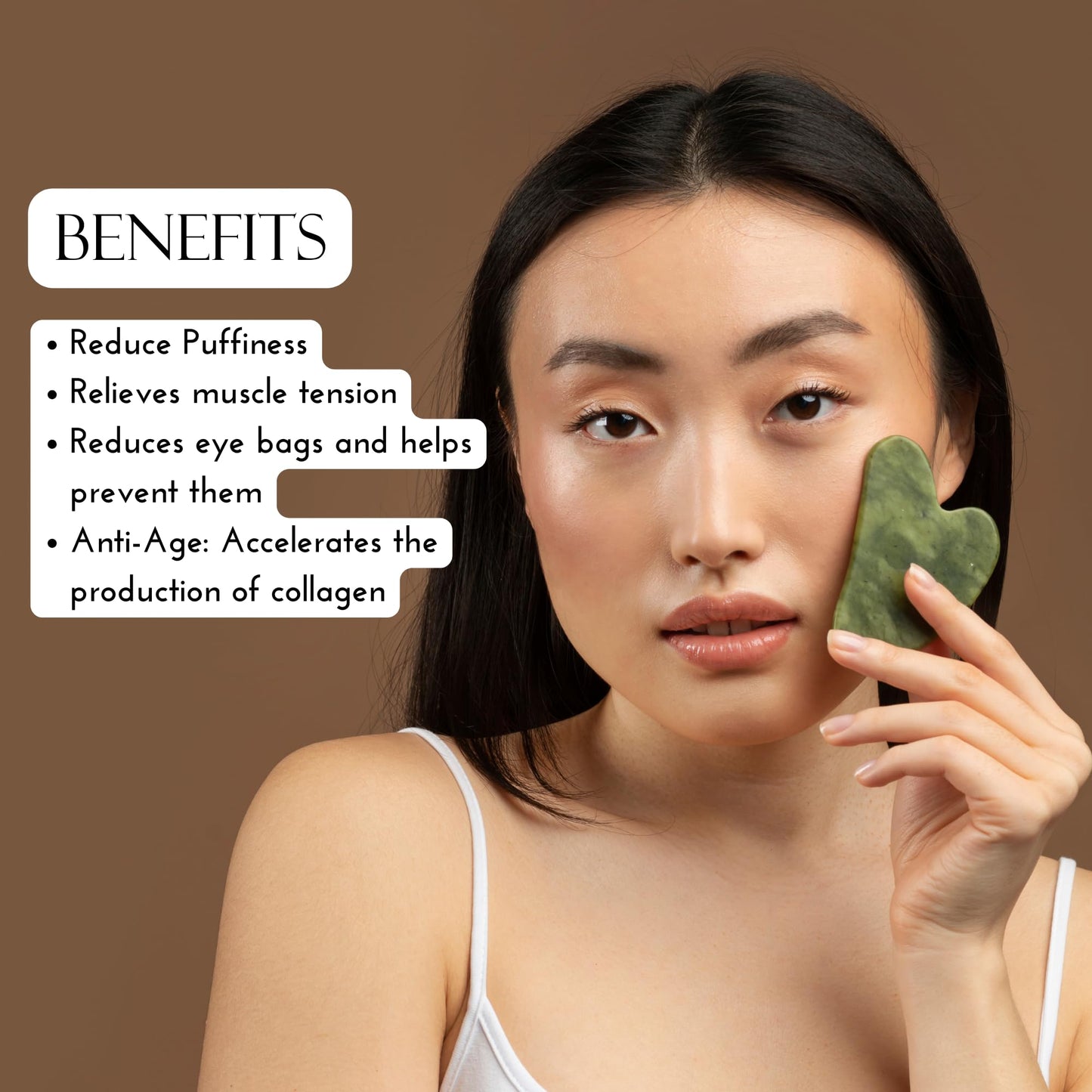 Padime - Jade Gua Sha | Jade Gua Sha Facial Tool | Reduce Facial Tension, Pufiness - Lymphatic Drainage | Acupoints, Self-Skin Care Face, Jaw Massager, Small Gifts