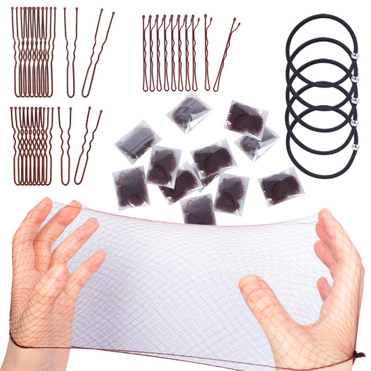 WeKen Hair Nets for Buns Invisible Hairnets Elastic Edge Mesh for Women Bun Dance Ballet Hair Net Accessories Kit (Total 55PCS Dark Brown)