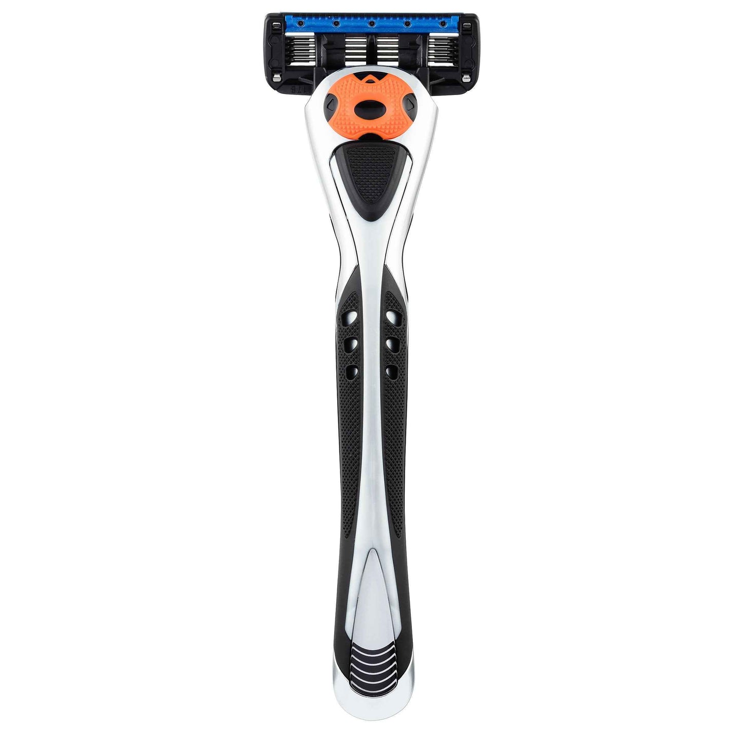 Personna Men's 5 Blade Razor with Bulk Pack of 12 Replacement Razor Cartridges and Shaving Razor Handle (Silver)