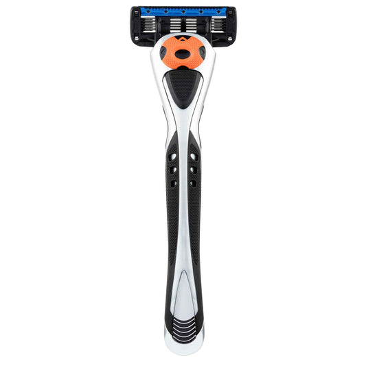 Personna Men's 5 Blade Razor with Bulk Pack of 12 Replacement Razor Cartridges and Shaving Razor Handle (Silver)