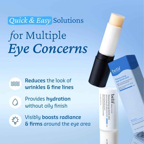belif Moisturizing Eye Bomb Stick Eye Balm Firms and Reduces Fine Lines & Wrinkles | Radiant Eyes | with Shea Butter & Firming Oil Complex for Hydration & Elasticity | K-Beauty