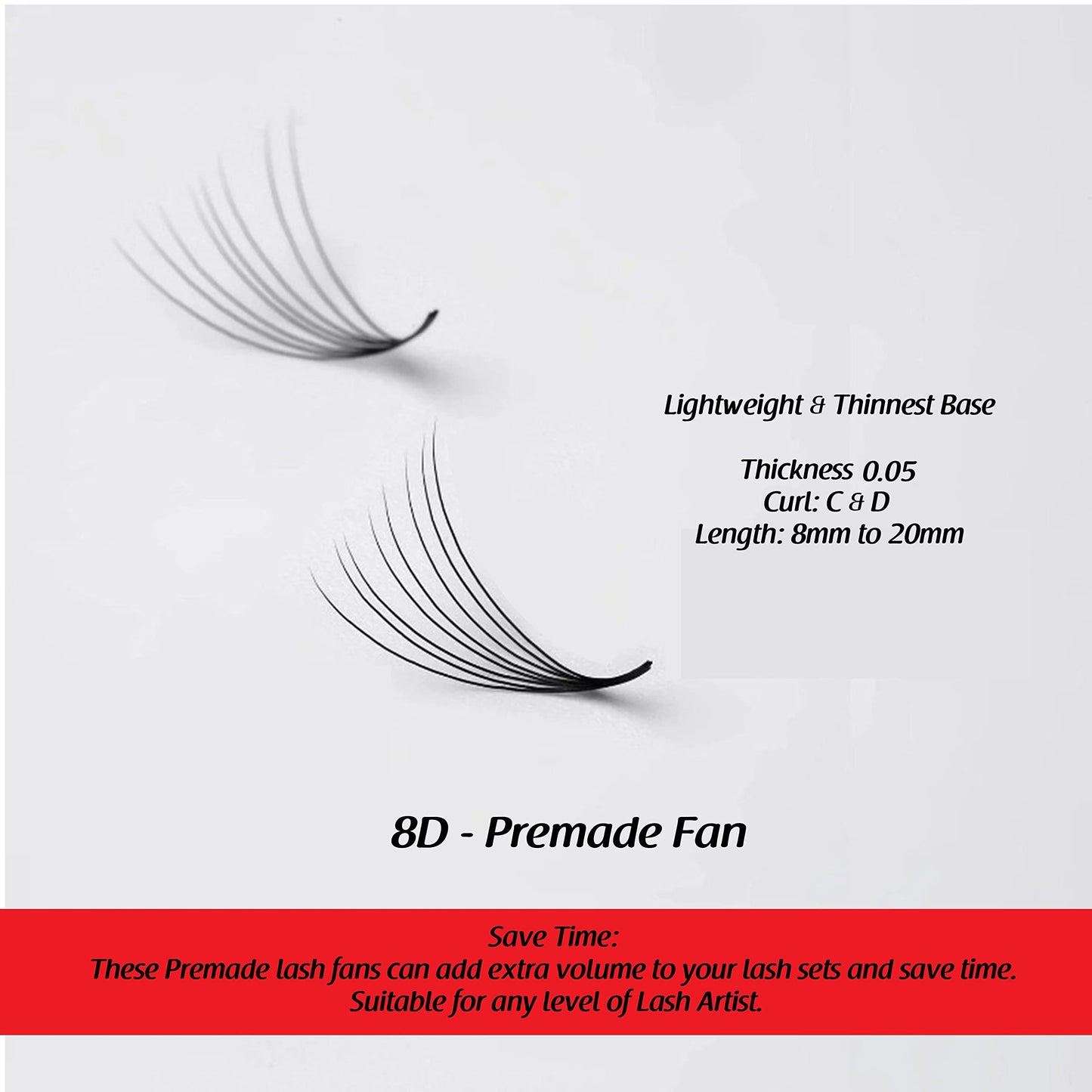 THE LASH SUPPLY 1000fans 3D 4D 5D 6D 7D 8D 10D 12D 14D Wispy Premade Fan Eyelashes, C/CC/D Curl, 8-20mm Length, 0.03/0.05/0.07 Thickness, Promade Loose Eyelash Extension Fans, Mixed Length Pack