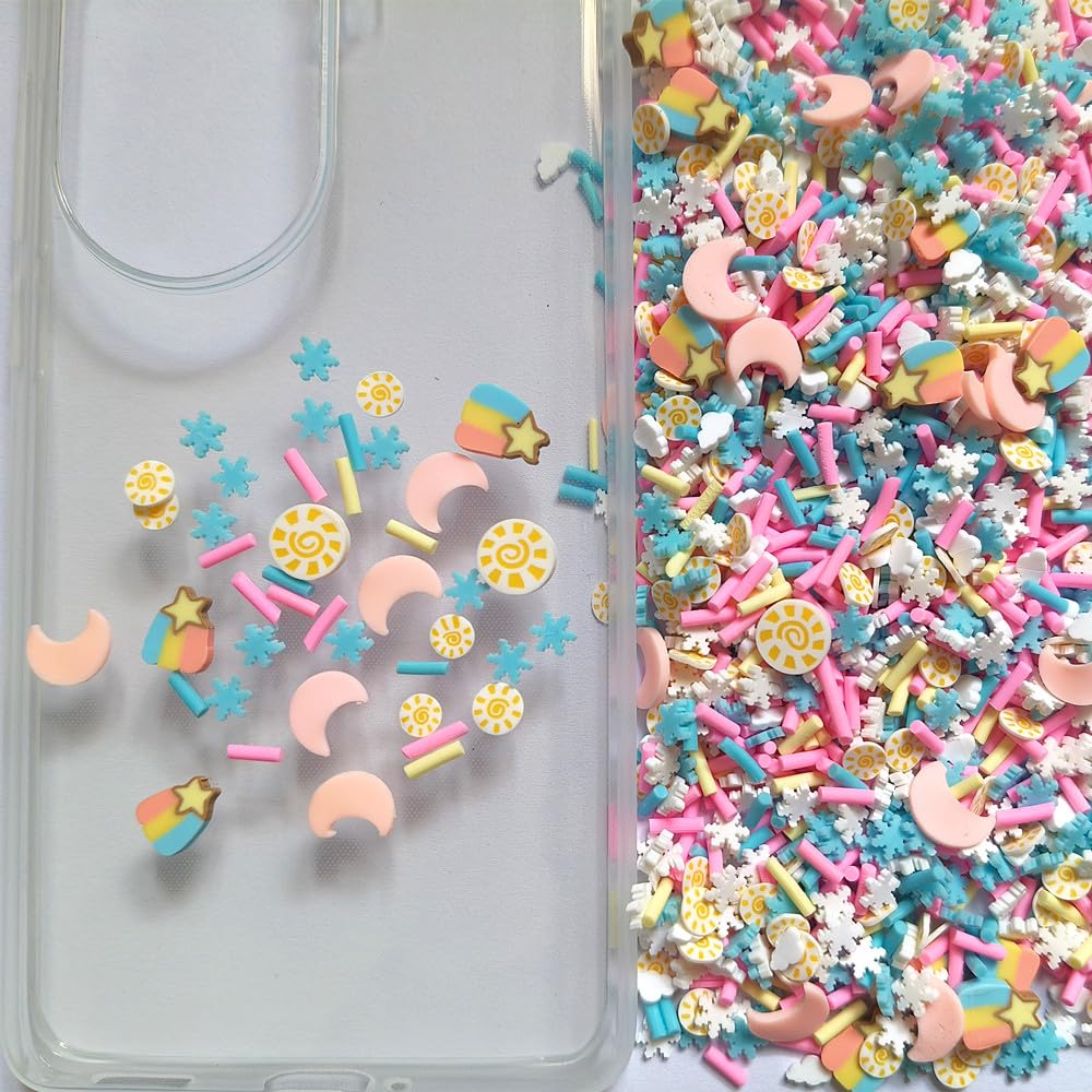 40g Mini Moon and Sun Fimo Polymer Slices Art Design Charms Supplies Slices Clay DIY Craft (Moon & Sun)