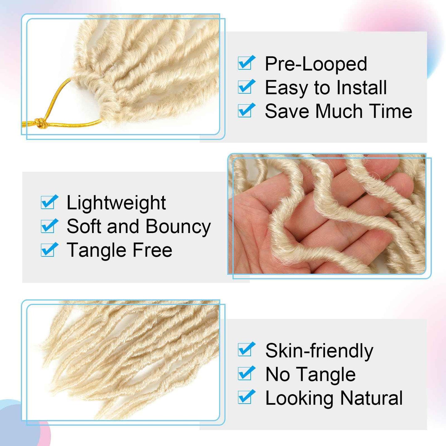 14 Inch Soft Locs Crochet Hair 8 Packs Pre Looped Faux Locs Crochet Braids Goddess Locs Hair For Black Women（14Inch 8pcs,613#）