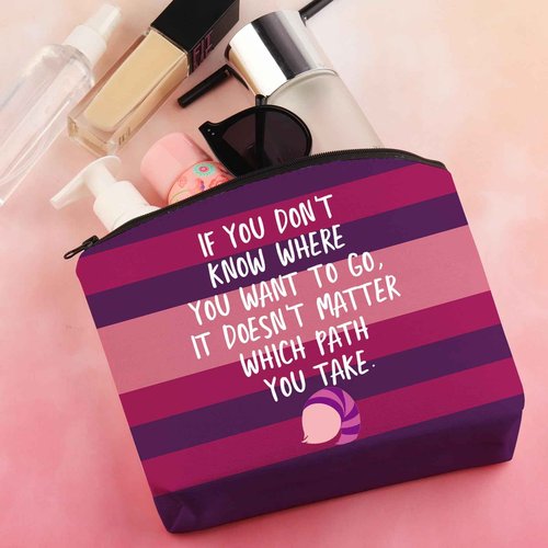 BDPWSS Cheshire Makeup Bag Cartoon Cat Fan Gift Alice Lover Alice Fan Gift Smiling Cat Alice Wonderland Fan Zipper Pouch (Path You Take)