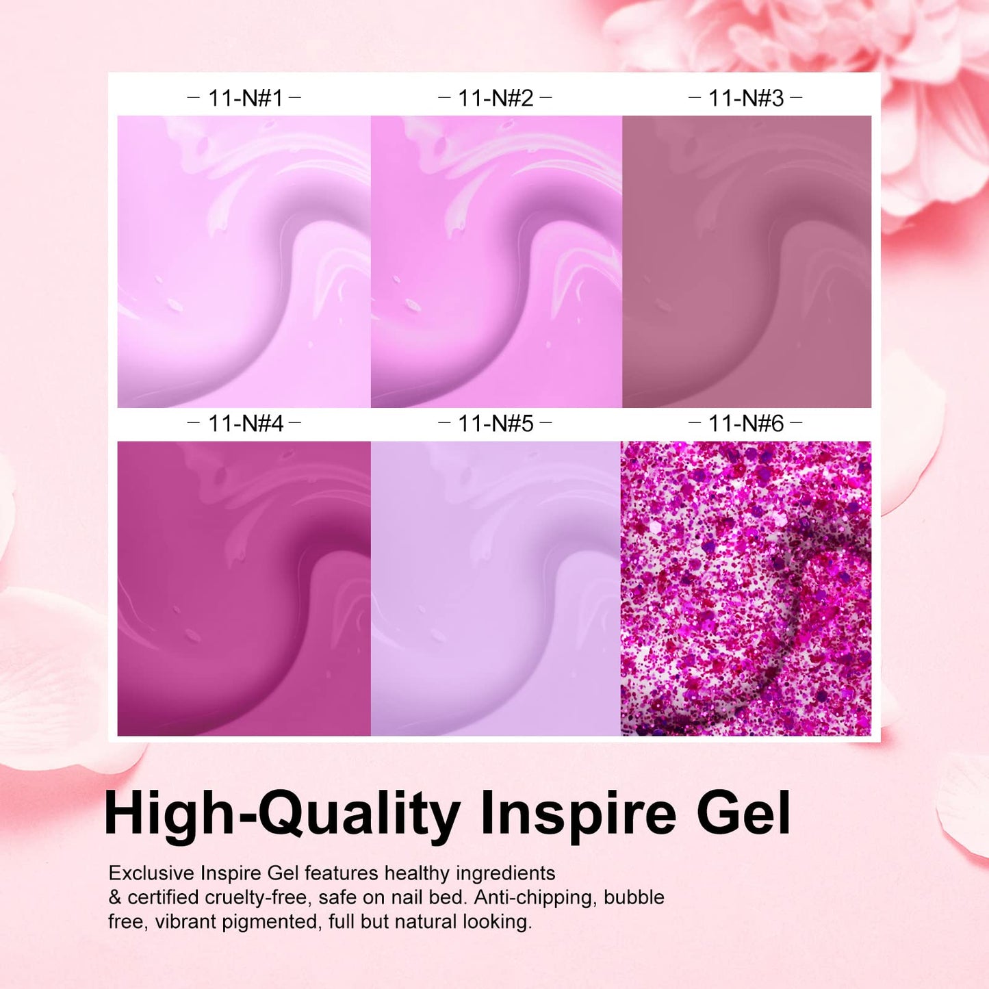 Imtiti Pink Gel Nail Polish Setï¼? Colors Nude Pink Pastel Gel Polish Kit, Soak Off Pink Confetti Glitter Nail Gel Polish Spring Summer Nail Art Manicure Starter Kit