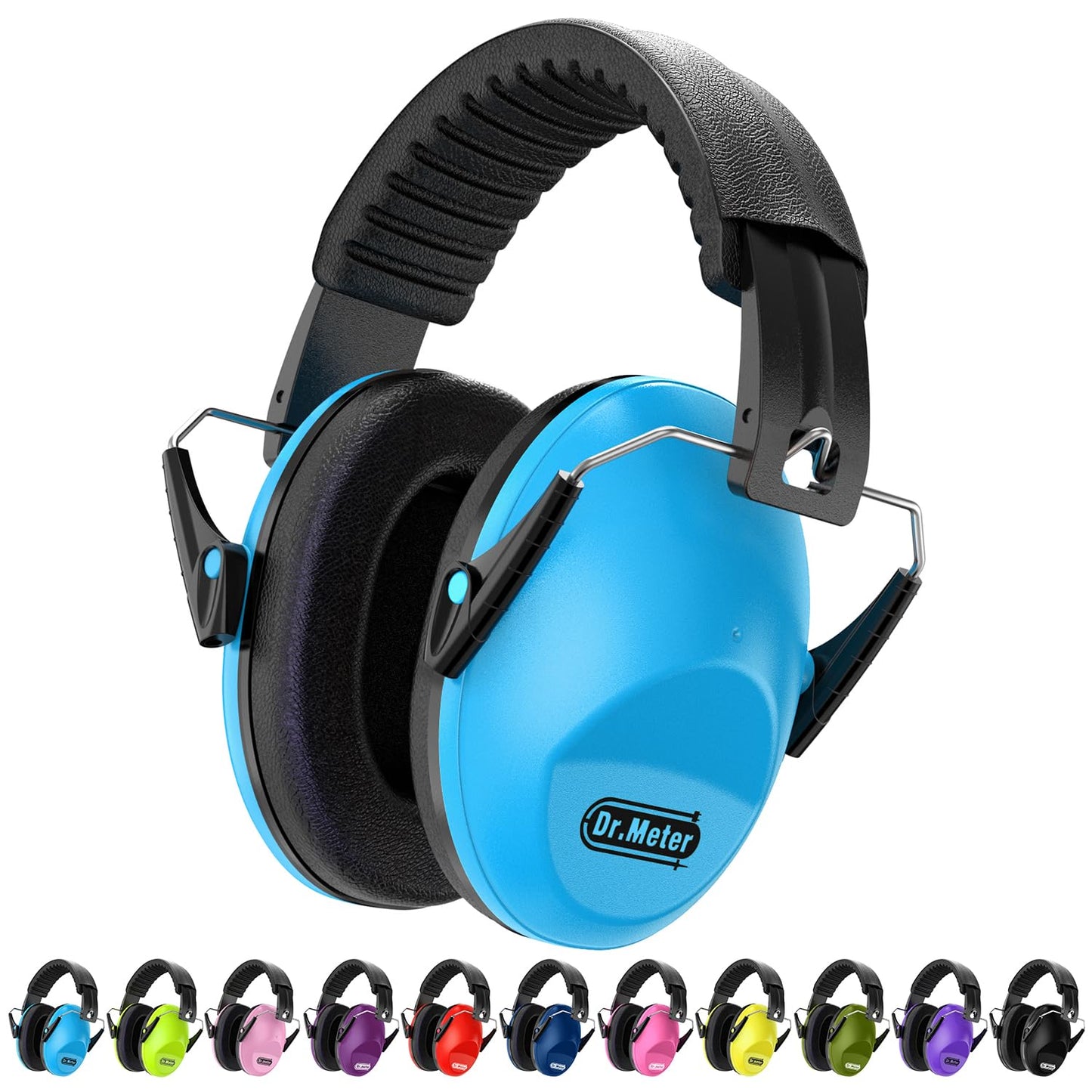 Dr.meter Ear Muffs for Noise Reduction: SNR27.4 Noise Cancelling Headphones for Autism with Adjustable Headband - Kids Ear Protection for Monster Jam, Fireworks, Concerts and Football Game - Blue