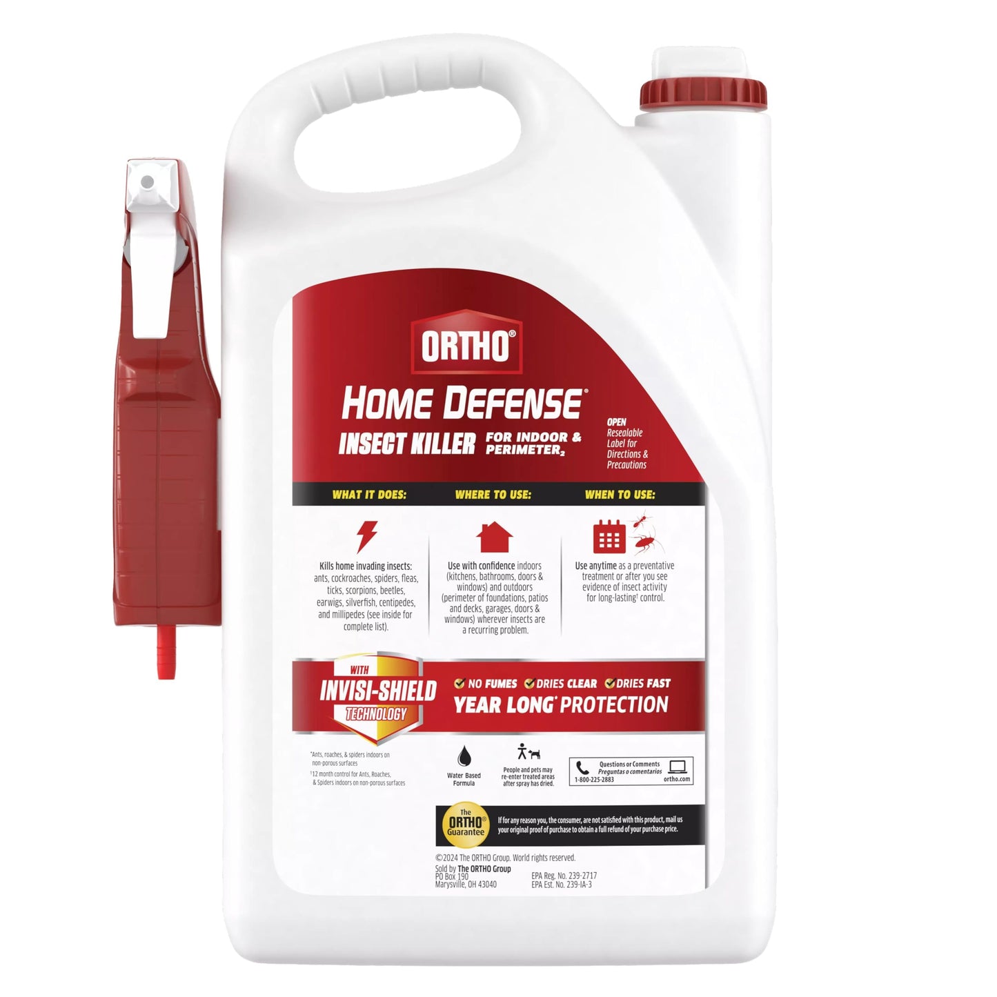 Ortho Home Defense Insect Killer for Indoor & Perimeter2, Controls Ants, Roaches, Spiders, and More, 1 gal.