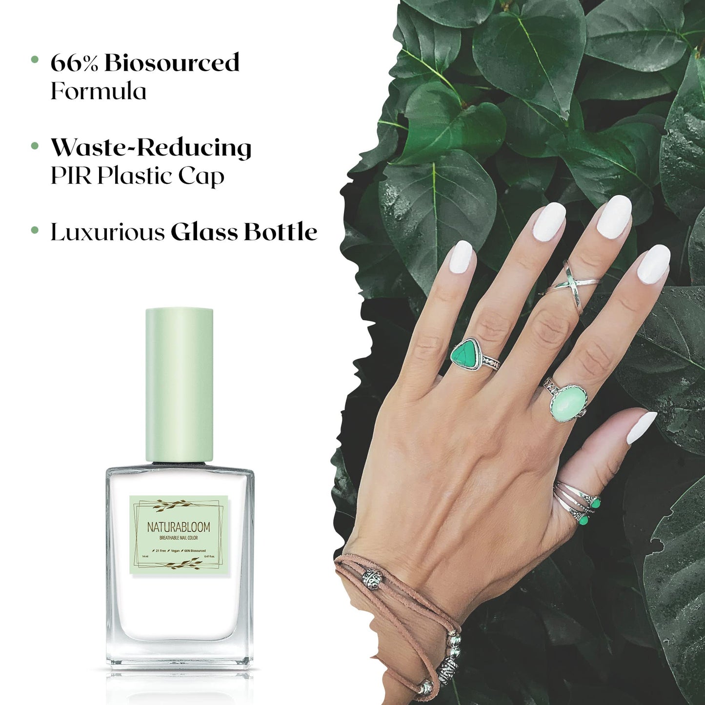 NATURABLOOM Breathable Premium Long Lasting Nail Polish (Soft Cotton) - Vegan & Toxin-Free