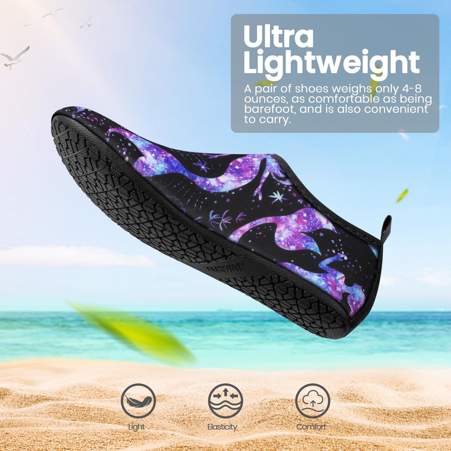 SEEKWAY Water Shoes Women Men Adult Quick-Dry Aqua Socks Barefoot Non Slip for Beach Swim River Pool Lake surf Black SK002(U)