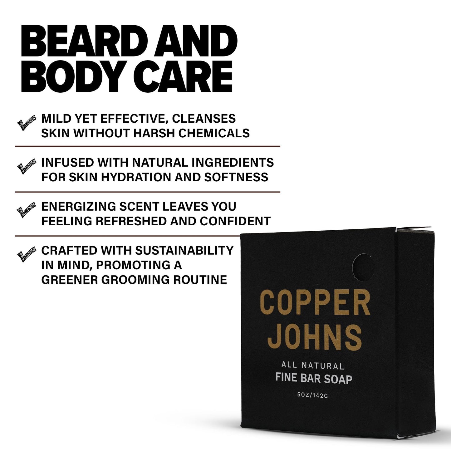 Copper Johns Bar Soap | For Both Beard & Body | Made with Natural Oils and Organic Shea Butter | Oasis | 5 oz