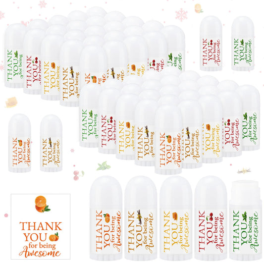 Swiffen 50 Pcs Thank You Gifts Mini Lip Balm Pack Lip Moisturizer Assorted Flavors Dry Lip Care Products for Teacher Baby Shower Coworkers Friend