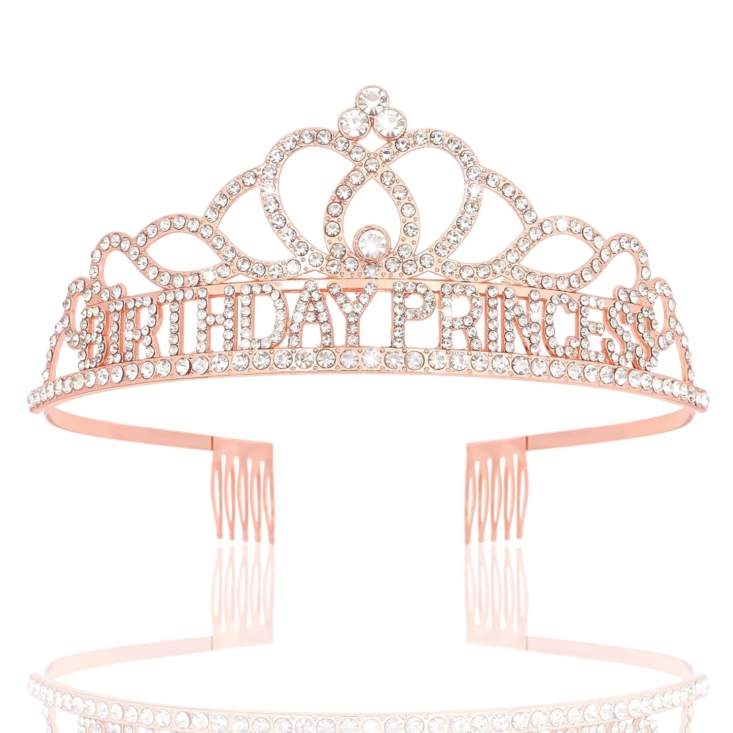 CIEHER Rose Gold Birthday Princess Crown Princess Birthday