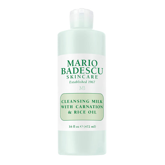 Mario Badescu Cleansing Milk with Carnation, Rice Oil & Vitamin E - No Rinse Liquid Makeup Remover Cleanser with Milky Formula For Skin Care and Gentle Cleansing Experience, 16 Fl Oz