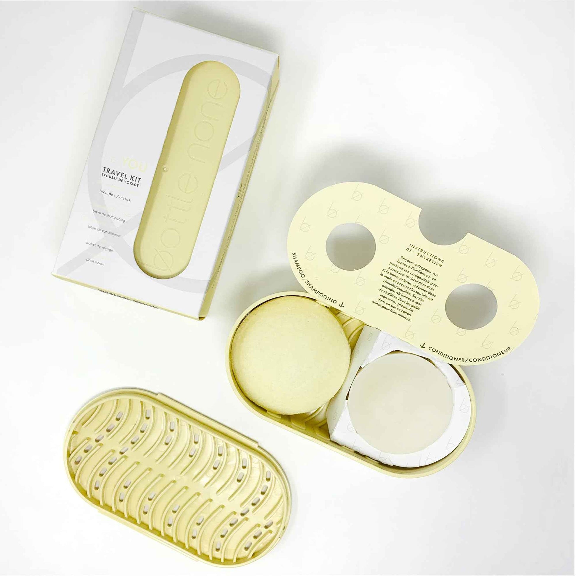 BOTTLE NONE | be YOU Travel Set Includes be You Shampoo and Conditioner Bars for All Hair Types with Travel Soap Dish | PH Balanced/Salon Grade/Natural | 50+ Washes