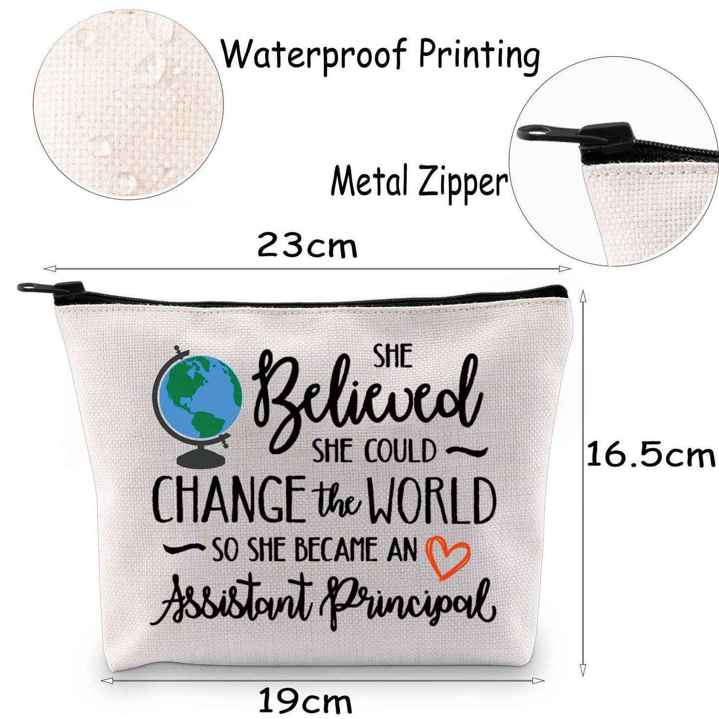 MNIGIU Assistant Principal Cosmetic Makeup Bag Principal Appreciation Gift So She Became An Assistant Principal Travel Zipper Pouch (became assistant principal)