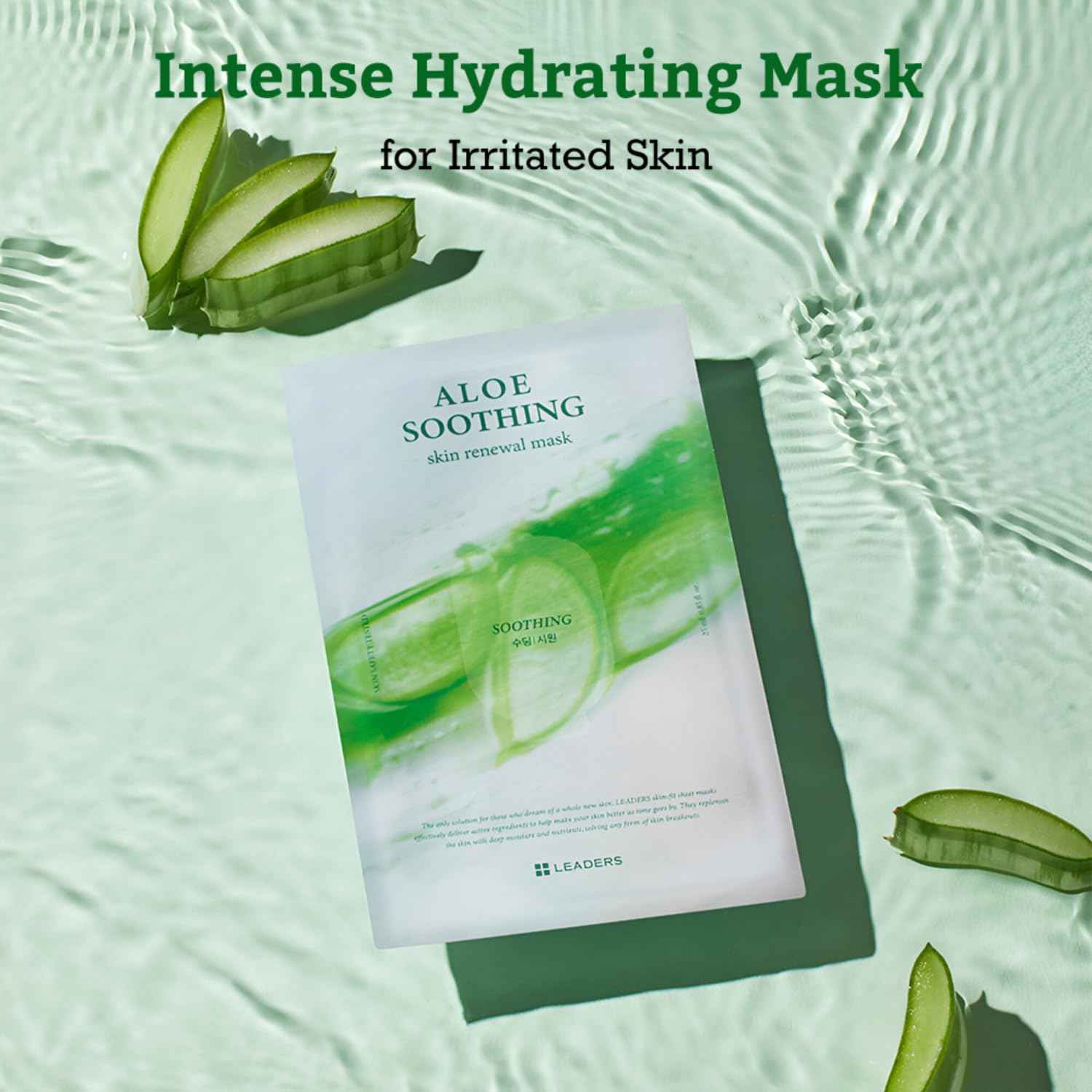 LEADERS Aloe Soothing Skin Renewal Mask – Calms Irritated Skin, Reduces Redness & Provides Deep Hydration – Gentle Formula for Sensitive Skin – Hydrating Face Mask with Aloe Vera – 10 Sheets