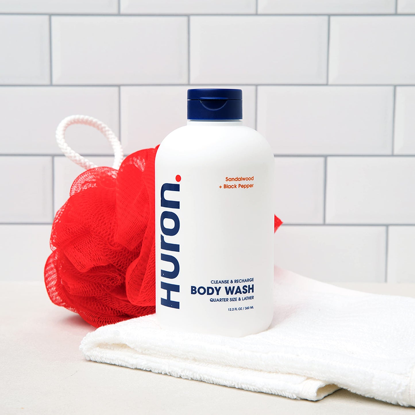 Huron Men’s Moisturizing Body Wash – Crisp & Invigorating Scent of Citrus, Eucalyptus, Mint, & Aromatic Greens - Coconut Oil, Vitamin E & Witch Hazel – Vegan, Cruelty-Free - 12.2 fl oz (2 Pack)