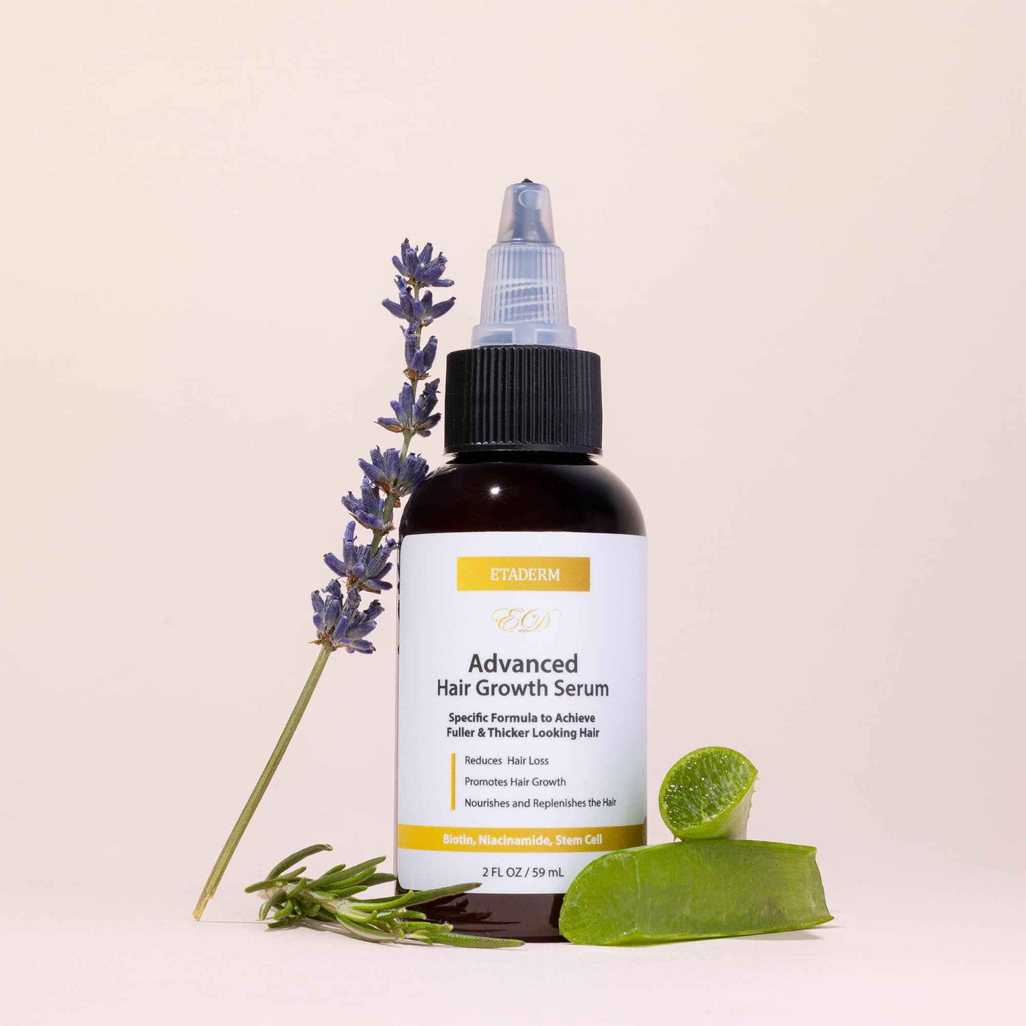 ETADERM Advanced Hair Growth Serum - Hair Growth Oil with Aloe Vera Biotin, Caffeine & Keratin - Hair Oils Stimulates Growth, Moisturizes & Conditions Scalp - Hair Serum for Thicker Fuller Hair 60ml