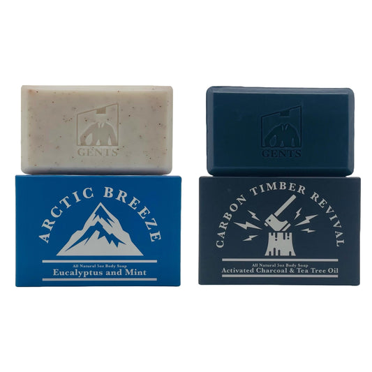 Gents Men's Bar Soap Arctic Breeze & Carbon Timber Revival Moisturizing Bar Soap For Men, Smell Fresh and Clean Washing Hands Body All Skin Types for Bath and Shower 5 oz (Pack of 2)