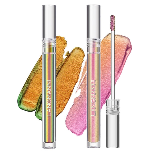 Jolilab Metallic Liquid Chameleon Eyeshadow, Multi-Dimensional Eye Looks, Long-lasting Holographic Glitter Multichrome Eyeshadows Makeup (#Ember+#GX002)