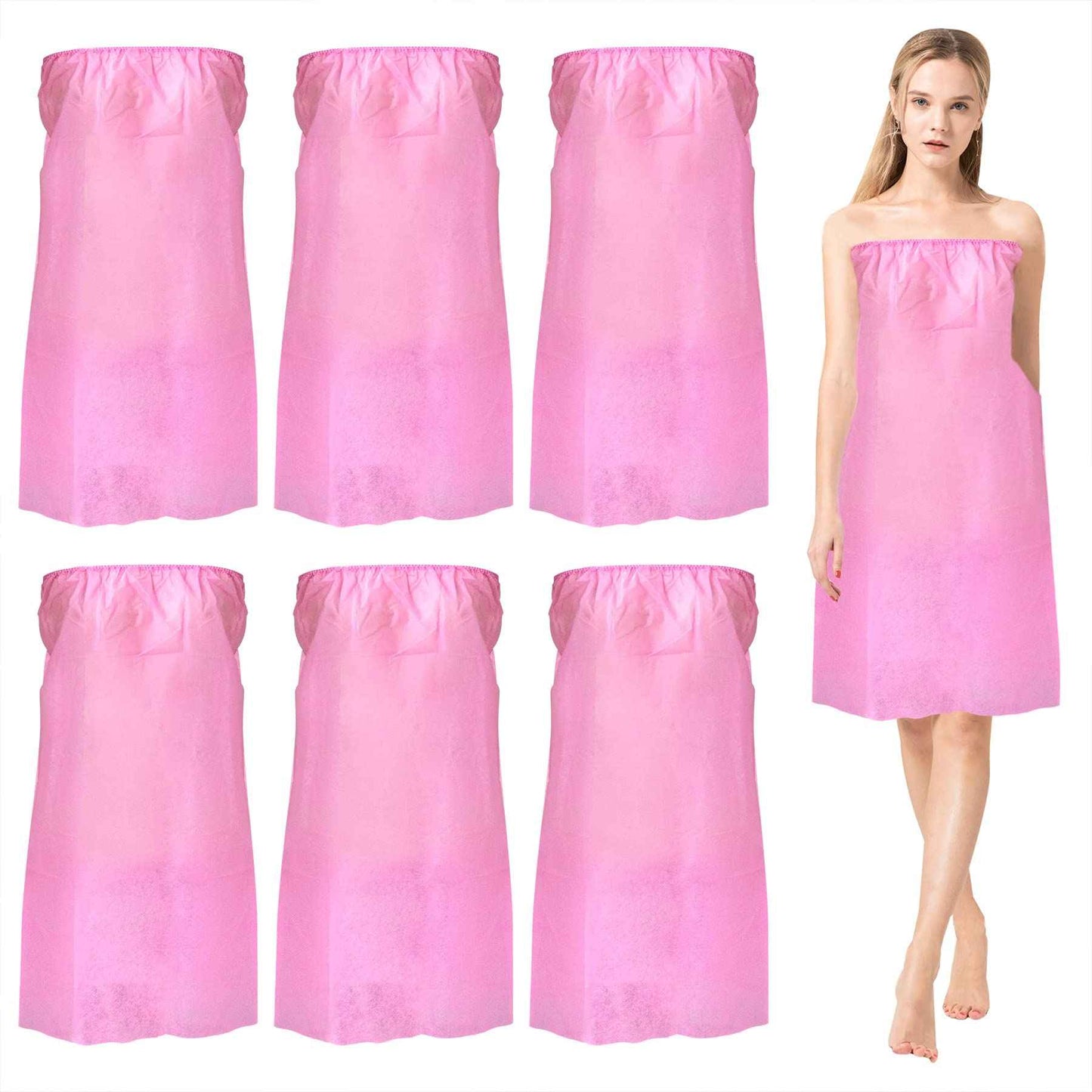 Framendino, 10 Pack Pink Disposable Non-Woven Robes Body Wrap Towel for SPA