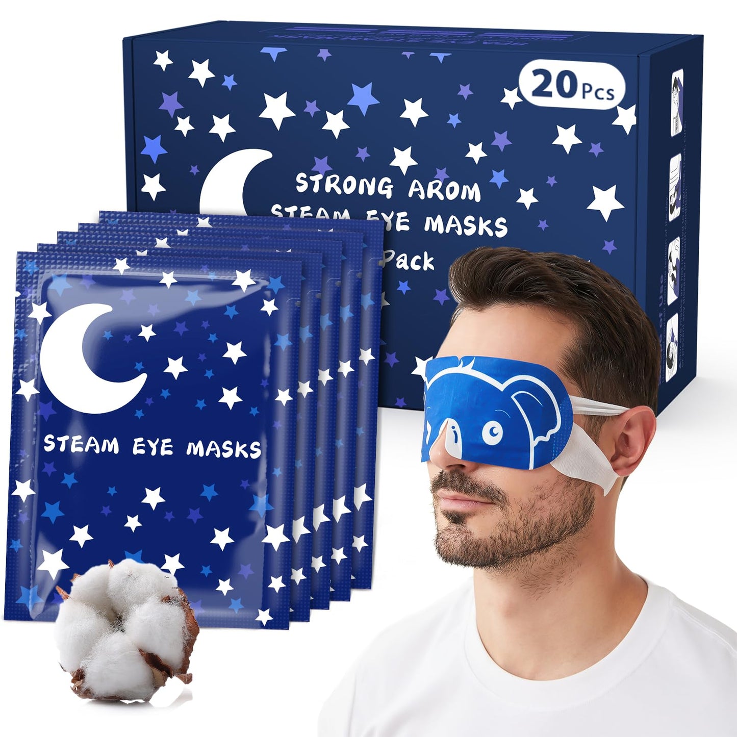 20 Packs Men's Steam Eye Mask,Heated Eye Mask for Dry Eyes Dark Circles Puffy Eyes,Disposable SPA Warm Compress,Travel Essentials & Relaxation Gifts for Men|Teacher|Dad|Boyfriend|Family(Unscented)