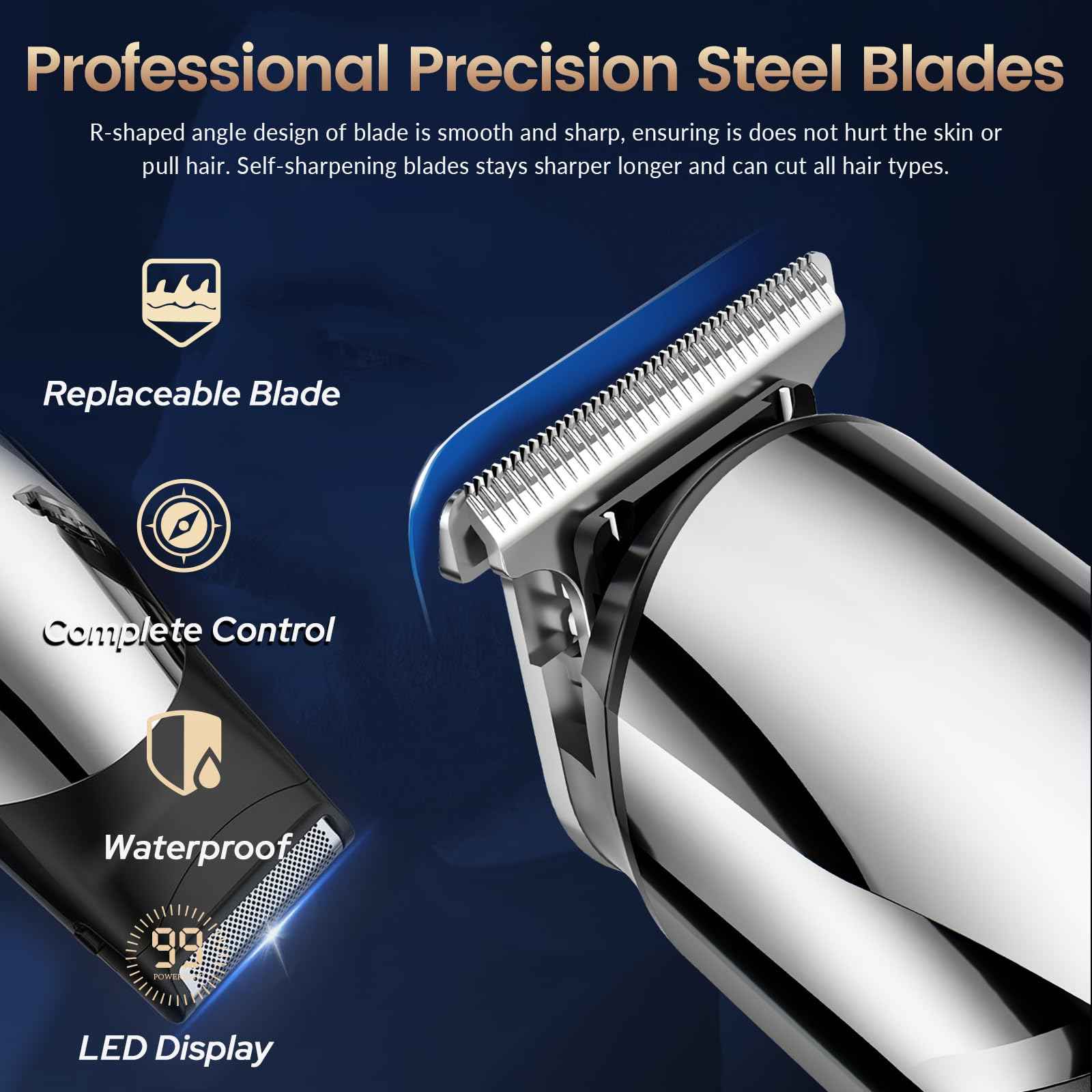 NANSHI Beard Trimmer & Hair Clippers for Men, Electric Razor & Shaver for Nose Body Face Mustache, Cordless Hair Trimmer, Waterproof Men's Grooming Kit, Gifts for Men Husband Father