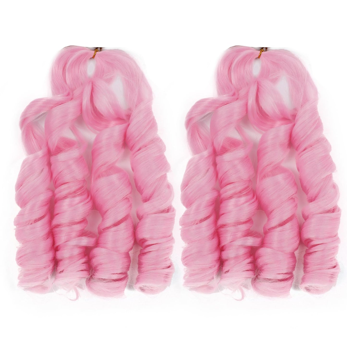 20 Inch French Curl Braiding Hair Pink 2 Packs French Curls Braiding Hair Curly Braiding Hair French Curl Box Braids with Curly Ends French Braid in Hair Extensions (20 Inch,Pink,2Pc)