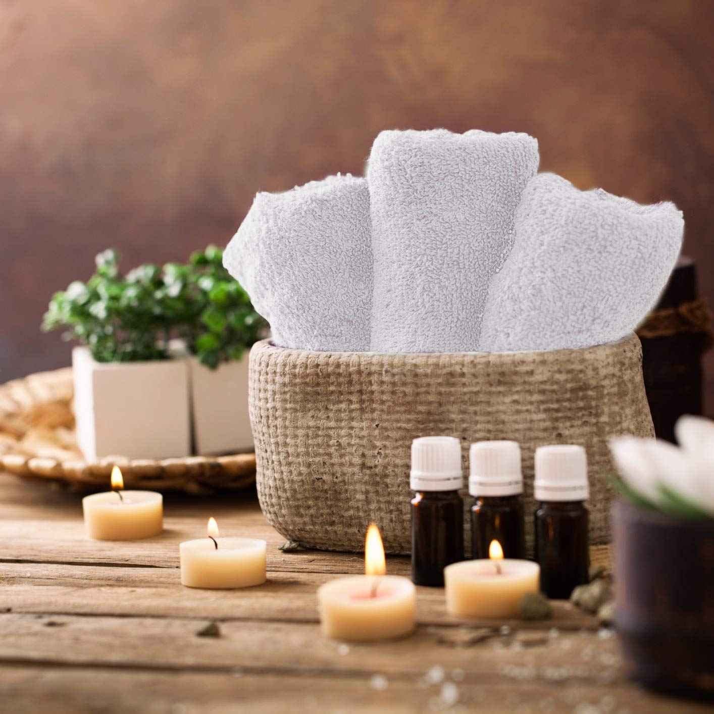 TALVANIA White Cotton Washcloths - Pack of 24 - Super Absorbent Bathroom Face Towels - 12" x12” Terry Bath Wash Cloth Set - Spa Home Cleaning Towel Multi-Purpose - 100% Ring Spun Cotton