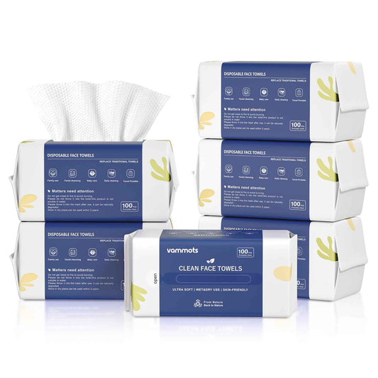 vammots Disposable Face Towels,Biodegradable Ultra Soft Washcloths for Sensitive Skin,Suitable for Facial Cleansing,Skin care and Makeup Removal,Lint-free,Trave,Daily Cleansing,600 Count